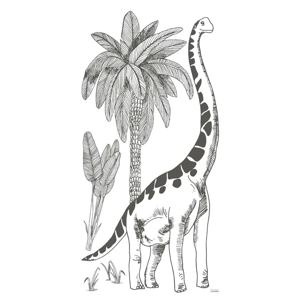"Lilipinso stickers muraux XL Brontosaurus avec palmiers gris image"