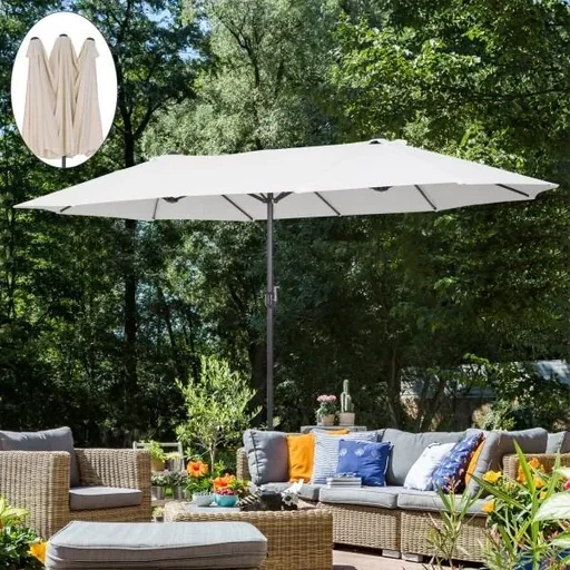 "Parasol garden umbrella market umbrella double parasol patio umbrella with hand crank oval image"