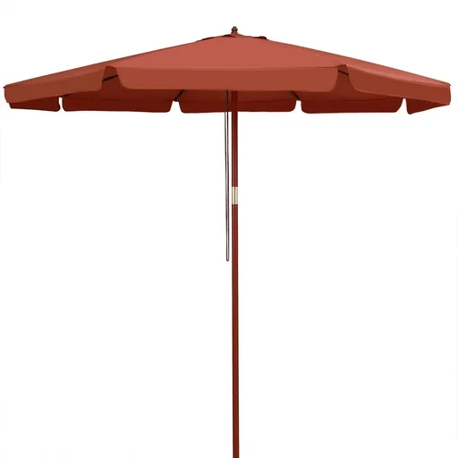 "Terracotta wooden parasol 330cm UV protection 50+ image"