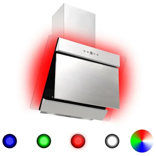 "Extractor hood RGB-LED 60 cm made of stainless steel and tempered glass image"