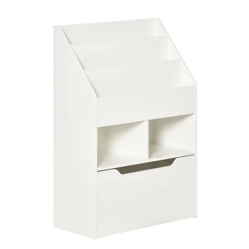 "Children's shelf with drawer, standing shelf, bookcase, decorative shelf with compartments, white, 60 x 29.9 x 90 cm image"