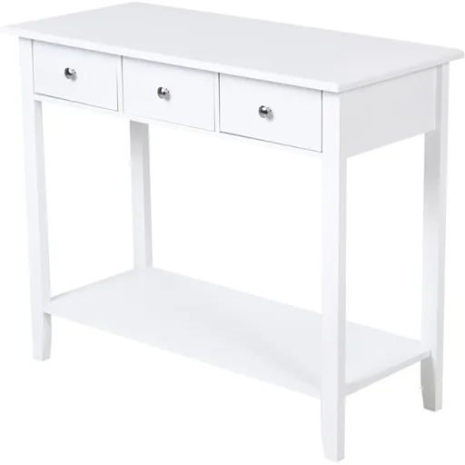 "Side table with 3 drawers, solid wood image"