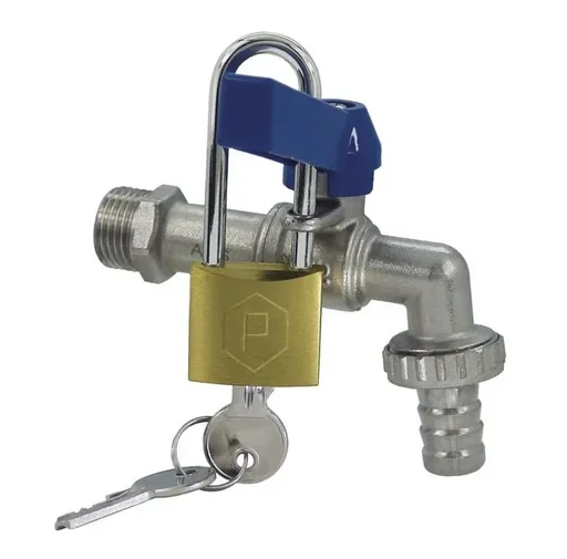"Ball valve with padlock, blue handle, G 3/4" image"