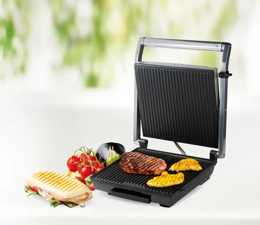 "Multi contact grill, 2000 watts stainless steel housing - Multi electric grill - Panini grill image"