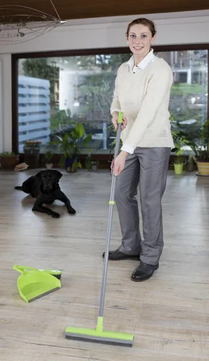 "Rubber broom set, 3 pieces - color-sorted, mop broom + FREE dustpan image"