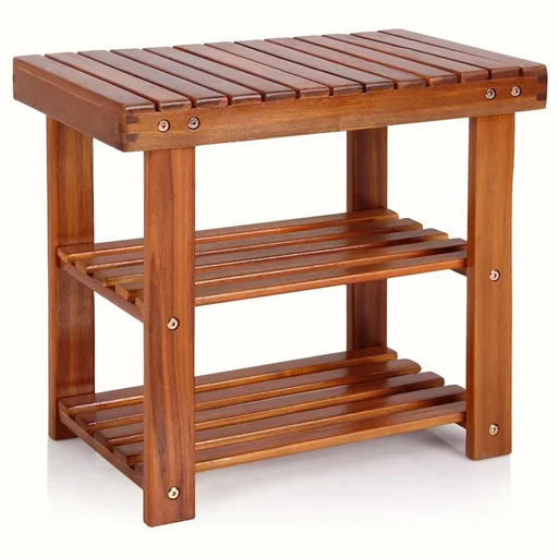 "2in1 - Acacia wood shoe rack e image"
