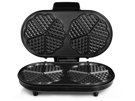"Double waffle iron “WF-2120”, heart waffles, 1200 watts, stainless steel image"