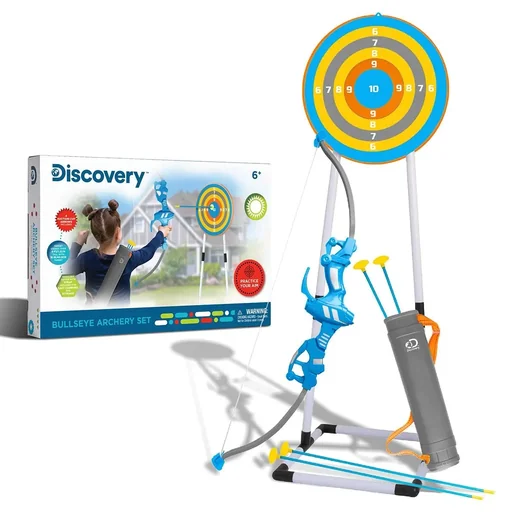 "Discovery Kids Bullseye Archery Set with LED Light for Aiming - Includes 4 Arrows and 1 Bow - Quiver with Strap image"