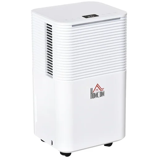 "Dehumidifier 18-28 12 L / 24 h electric dehumidifier 2000 ml with wheels ABS white 22 x 25 x 44.5 cm image"