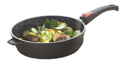 "Ceramic cast aluminum pan with removable handle, 24 cm H 6.5 cm image"
