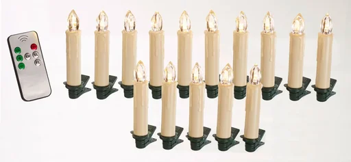 "Wireless XL Christmas tree candles with remote control for outdoor use - 15 pieces image"