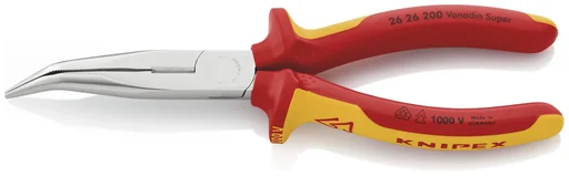 "Snipe nose pliers with cutting edge (stork beak pliers) insulated with multi-component grips, VDE-tested, chrome-plated, 200 mm image"