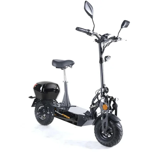 "Electric folding scooter Speedster Safety Plus 45 km/h 1000 watts, including indicators, luggage case and lithium-ion battery, black. image"