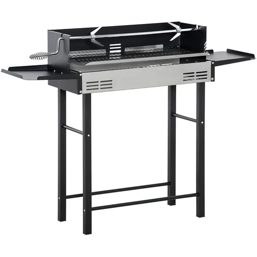 "BBQ Grill with Spit - Stainless Steel - Black/Silver - 118 x 32 x 90 cm image"