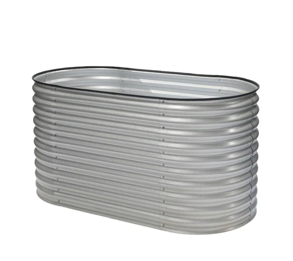 "Carré potager surélevé Grow Faster, 160×80×82 cm, argent – métal en tôle ondulée galvanisée image"
