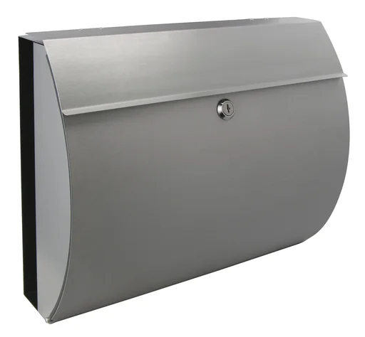 "Stainless steel mailbox with newspaper compartment image"