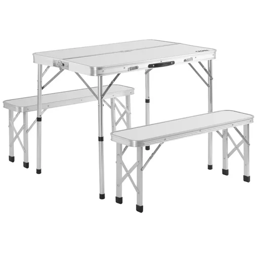 "Camping bench 3 pieces white aluminum foldable image"