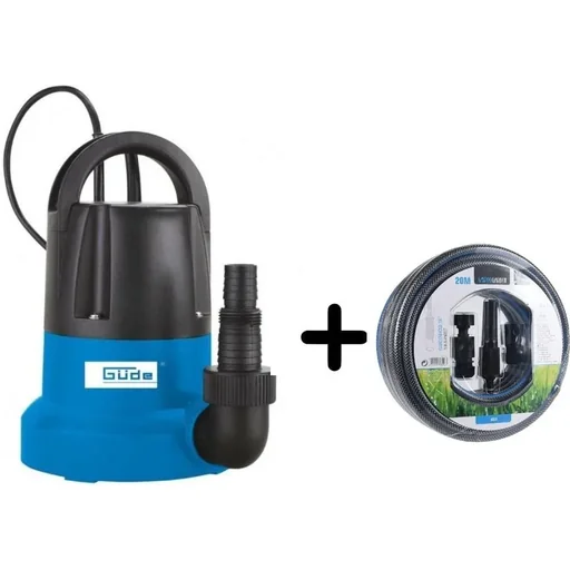 "Flat suction pump GFS401S 400W + garden hose 20m and nozzle set image"