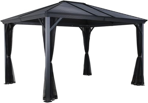 "Pavillon Ventura 1010 295,5×295,5×260,5 cm Gris Basalte – Pavillon en aluminium avec toit en acier image"