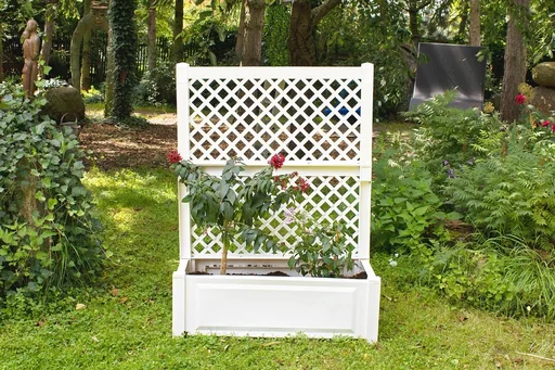 "Jardinière avec treillis 100 cm, blanc image"