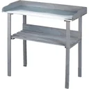 Garden planter with zinc leaf and wooden shelf - Garden table - Anthracite - 78 x 38 x 86 cm