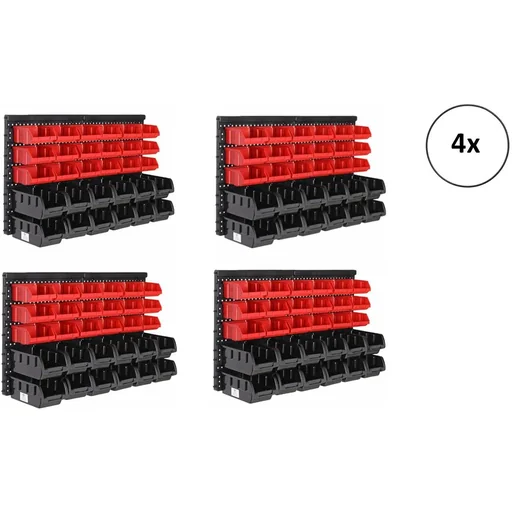 "4x tool rack with stacking boxes 32 pieces - 2 wall panels of 32x38x2 cm image"