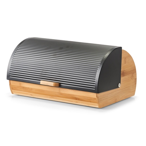 "Bread bin, bamboo/metal, black image"