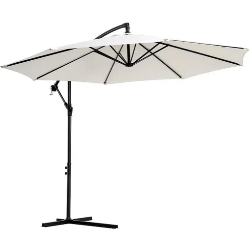 "Cantilever parasol with hand crank 300cm round steel cream image"