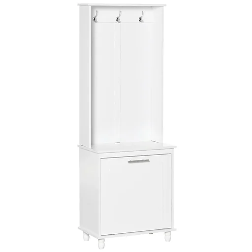 "Coat rack with 3 hooks 4 shelves shoes bags coats 2 in 1 hallway living room white 60 x 35 x image"