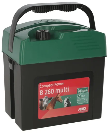 "Electric fence device Compact Power B260 multi + free 9 Volt High Energy Saline dry battery image"