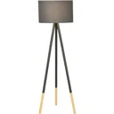 Designer floor lamp with tripod and foot switch grey