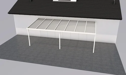 "Patio roof Premium, white, 7120 x 3060 mm - 10 mm laminated safety glass (VSG) image"